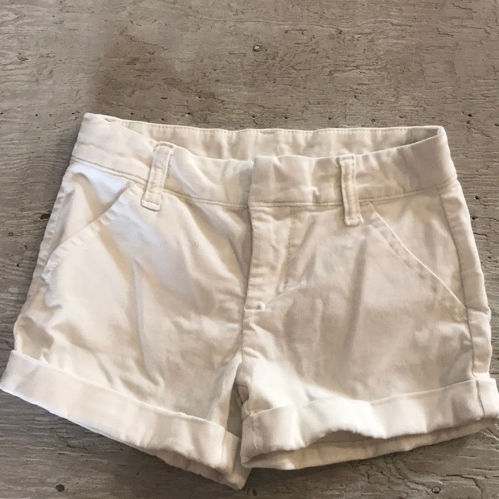 White cuffed cord shorts